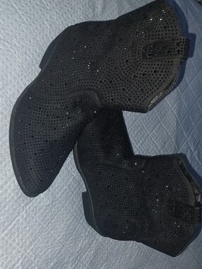 Embellished Black Western Ankle Boots